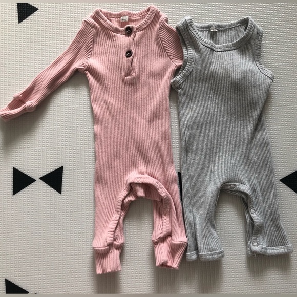 Baby girl bundle of two ribbed jumpsuits,Short sleeve & sleeveless•••CUTE - Picture 4 of 5